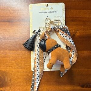 Piper K French Bulldog Dog Keychain with Scarf and Bone Tassel